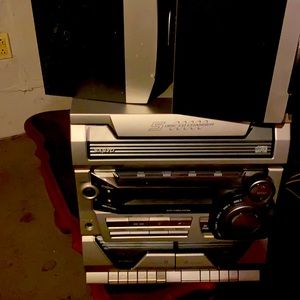 CD and Cassette player with two speakers